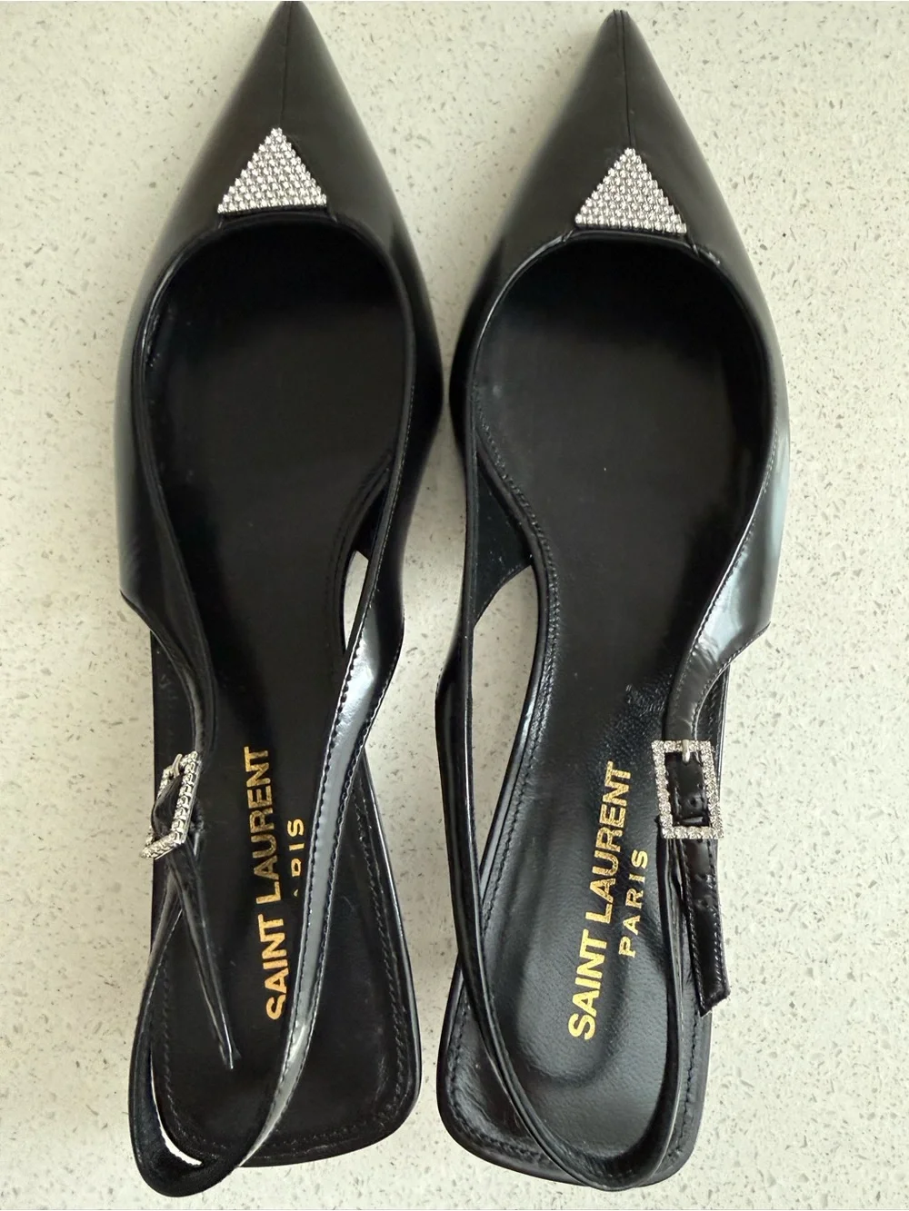 Saint Laurent Cherish Kitten Heel Black Leather Slingback EU 38.5 US 8.5 - Picture 8 of 12